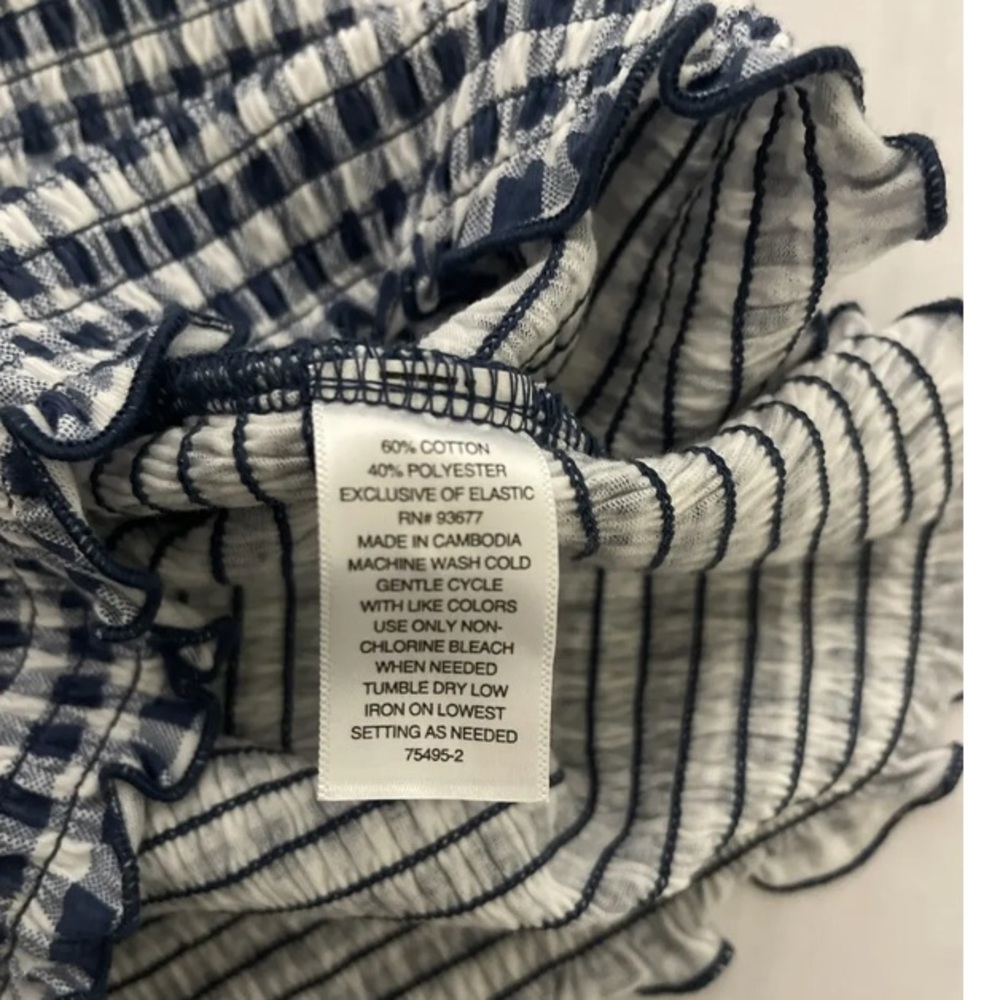Arizona Womens Blue Plaid Check Tube Top Crop Stretchy Blouse Top Size XXL - Picture 2 of 5